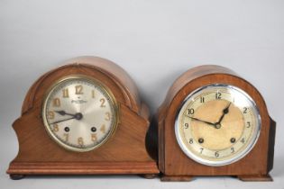 Two Mid 20th Century Walnut Cased Mantel Clocks, Both Unchecked