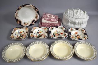 A Collection of Various Ceramics to comprise Masons Pink 'Vista' Pattern Cheese Dish and Cover,