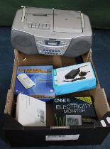 A Box of Various Electrical Items to comprise Sony CD Radio Cassette Player