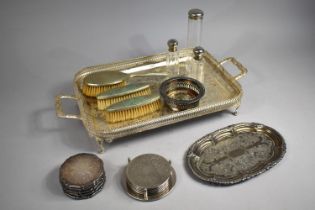 A Collection of Various Silver Plated Items to comprise Galleries tray on Short Scrolled Supports,