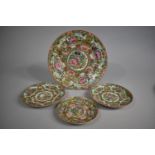 Four Pieces of Early/Mid 20th Century Chinese Porcelain Famille Rose Plates Decorated in the Usual