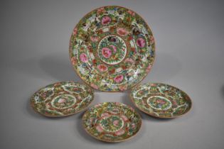 Four Pieces of Early/Mid 20th Century Chinese Porcelain Famille Rose Plates Decorated in the Usual