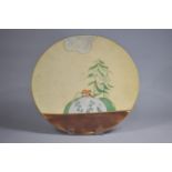 A Mid 20th Century Hand Painted Wall Hanging Plate with Art Deco Influenced Decoration Incorporating