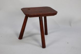 A Vintage Rustic Three Legged Stool, 31cms Wide