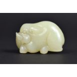 A Jade/Hardstone Carving of an Elephant, 5cm x 3.5cm high