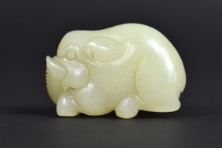 A Jade/Hardstone Carving of an Elephant, 5cm x 3.5cm high