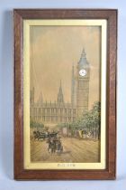 An Edwardian Easel Back 'Big Ben' Picture Clock Depicting houses of Parliament and Carriages on