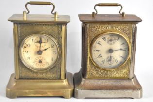 Two Vintage Brass Mantel Clocks, Movements Unchecked, 18cms High
