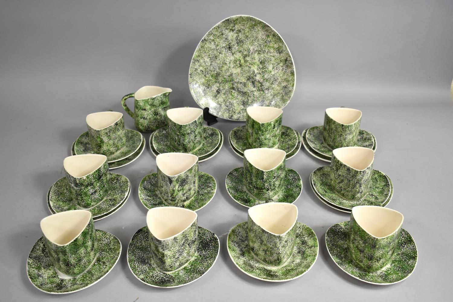 A Kelsboro Ware Sponge Decorated Tea Set to comprise Cups, Saucers, Side Plates and Cake Plates