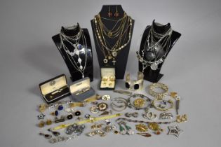 A Collection of Various Costume Jewellery to comprise Necklaces, Wrist Watch, Cufflinks, Boxed Tie