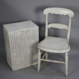A White Painted Loom Linen Box and a Side Chair
