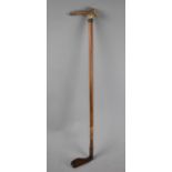A Vintage Malacca Riding Crop with Antler Handle Monogrammed Possibly for North Shropshire Hunt,
