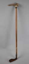 A Vintage Malacca Riding Crop with Antler Handle Monogrammed Possibly for North Shropshire Hunt,