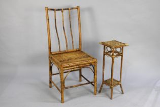 A Bamboo Framed Side Chair and Small Vase Stand