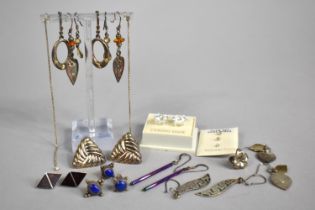 A Collection of Various Silver and White Metal Earrings