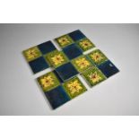 A Collection of Five Glazed Tiles, 15.5cms Square