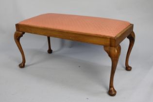 A Mid 20th Century Duet Stool on Cabriole Supports, 88cms Wide