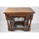 A Mid 20th Century Oak Nest of Three Tables, 55cms Wide