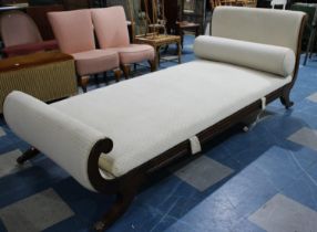 A Large Early 20th Century French Style Day Bed with Scrolled Ends, Ormolu Mounts and Claw Feet,