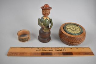 A Small Collection of Various Treen to include Black Forest Figural Toy, Australian Timber Ruler,