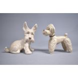 A Sylvac Poodle (No. 3110) and a Terrier (No. 1414), Both in Matt Cream Glaze
