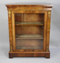 A 19th Century Ormolu Mounted Inlaid Display Cabinet with Two Inner Shelves, Some Loss of Veneer