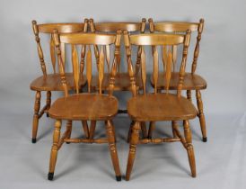 A Set of Five Modern Spindle Back Dining Chairs