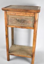 A Mid 20th Century Chinese Bamboo Stand or Side Table with Single Top Drawer and Stretcher Shelf,