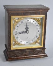 A Mid /Late 20th Century Elliot Oak Cased Mantel Clock, Gilt Spandrels, 13.5cms Wide and 16cms High