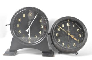 Two Vintage Watson and Webb Keyless Gravity Mantel Clocks C. 1925, One on Stand, Other Wall