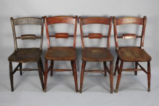 A Set of Four Late 19th/20th Century Bar Back Dining Chairs with Turned Supports