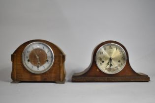 Two Mid 20t Century Oak Cased Westminster Chime Mantel Clocks, Untested