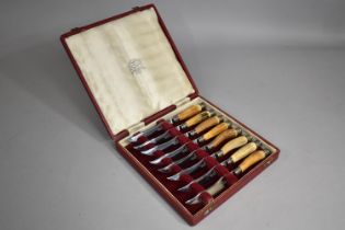 A Cased Set of Eight Bone Handled Steak Knives by WR Humphreys and Co