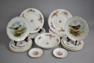 A Collection of Various Royal Albert Moss Rose Dinnerwares to comprise Six Large Plates, Five