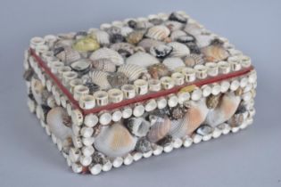 A Novelty Souvenir Box with Lid and All Sides Covered in Seashells, 15cms Wide