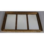 A Vintage Gilt Framed Triple Overmantle Mirror, 112cms by 76cms