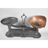 A Set of Vintage Cast Iron Kitchen Scales with Weights by W and T Avery, 44cms Wide