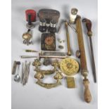 A Collection of Various Sundries to include Vintage Binoculars, Brass Garden Spray, Golfball