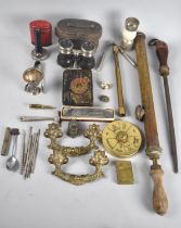 A Collection of Various Sundries to include Vintage Binoculars, Brass Garden Spray, Golfball