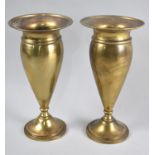 A Pair of Late 19th/Early 20th century Weighted Brass Vases, Bases Stamped 8616, 19.5cms Wide