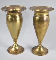 A Pair of Late 19th/Early 20th century Weighted Brass Vases, Bases Stamped 8616, 19.5cms Wide