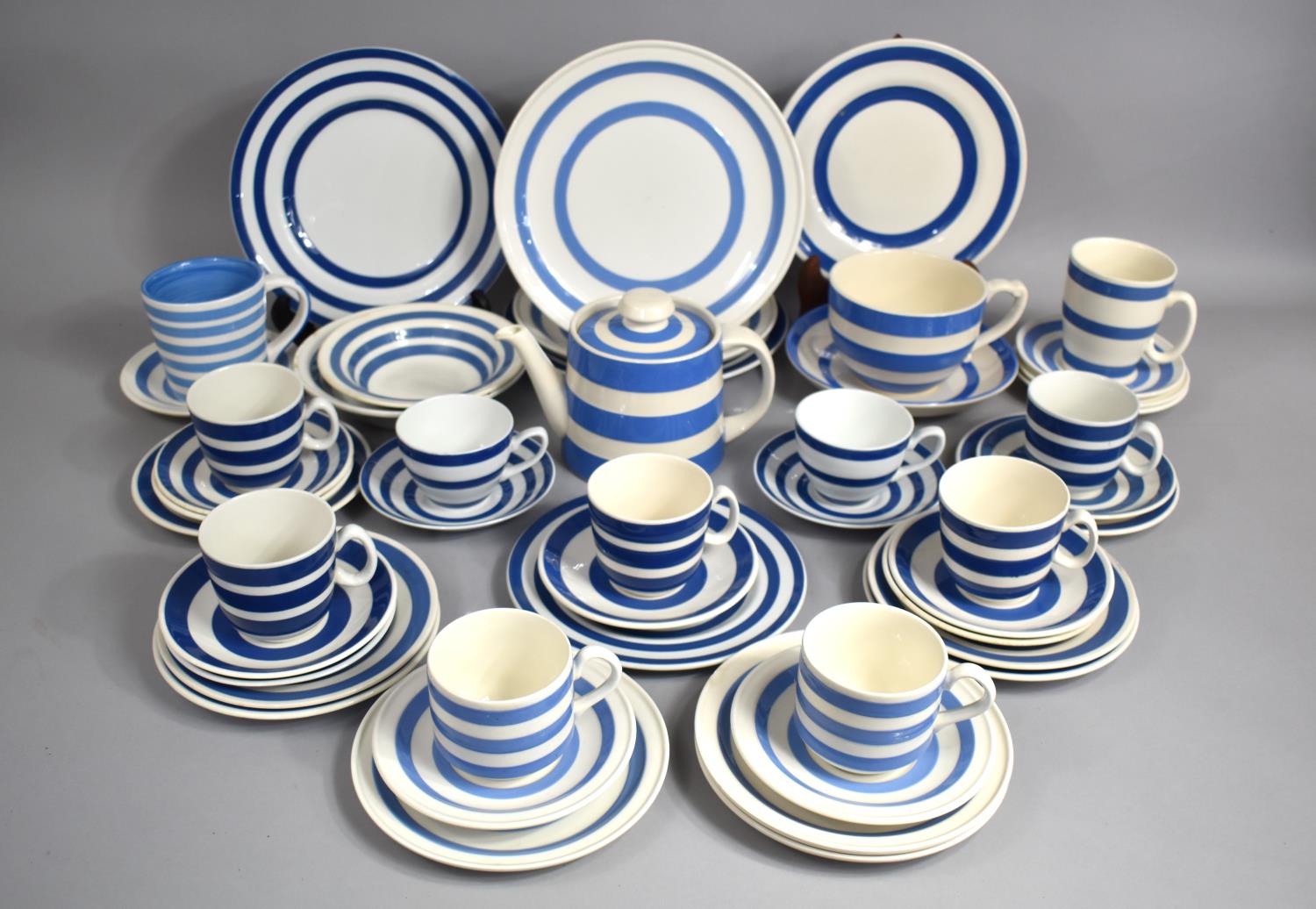 A Large Collection of Various T G Green and Other Cornishware Teawares to comprise Teapots, Side