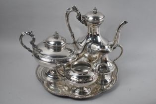 A Four Piece Silver plated Tea Service with Hand Chased Decoration, Cavalier Pattern, together