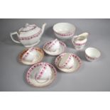 A 19th Century Pink Trim and Floral Decorated Part Tea Set to comprise Teapot, Slop Bowl, Milk