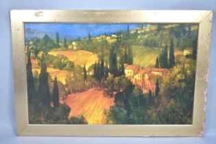 A Large Framed Oil on Board, "Hillside, Tuscany", 114x70cms