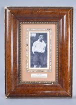 A Burr Wood Effect Cushion Frame Containing Print of Photograph Taken May 1st 1928, Dixie Dean
