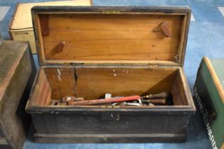 A Vintage Wooden Tool Box with Contents, 82cm Wide