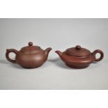 Two Chinese Yixing Teapots, Both with Seal Marks to Base, 6cm and 8cm high