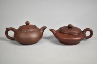 Two Chinese Yixing Teapots, Both with Seal Marks to Base, 6cm and 8cm high