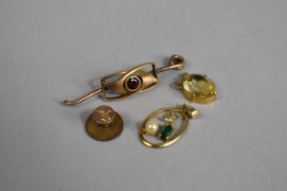 A Collection of Various Yellow Metal Jewellery Items to comprise Late Victorian/Edwardian Bar Brooch